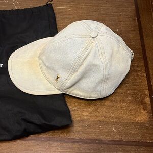 Saint Laurent : Embellished denim baseball cap